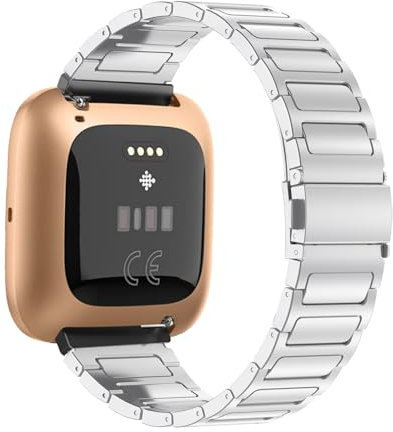 Edelstahl Armbänder für Fitbit Versa 2/Versa SE/Versa Lite/Versa Armband, mit Verstellbares Metall Faltschließe für Herren Damen Klassisch Metall Ersatzarmband mit Fitbit Versa 2 Uhrenarmband (F,22mm)