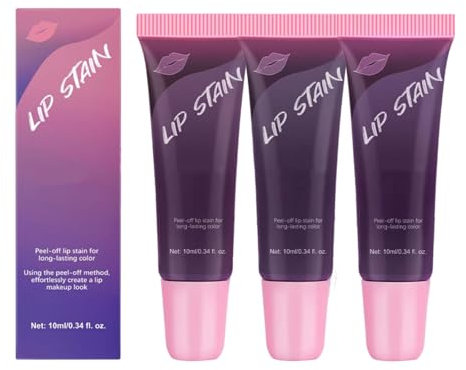 3 PCS Lip Stain Peel Off Long Lasting Lip Glosses Peel off Tattoo Color Transfer Proof Lip Tint Peel Off Womens Waterproof Girl Makeup Transfer Proof Lip Tint Lipstick(Light Pink&Cool Rose&Hot Pink)