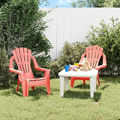 Gartenstühle 2 Stück Kinder rot 37 x 34 x 44 cm PP Holzoptik kangqiling364738