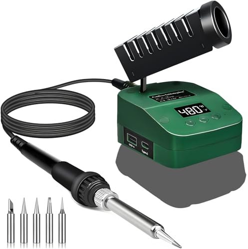 Saldatore per batteria Bosch 18 V Home e Garden PBA, stazione di saldatura a riscaldamento rapido con display digitale LED, mobilità Soldering Iron con USB & Type-C per fai da te, riparazione