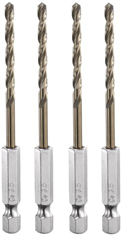 QUARKZMAN 4Pcs Foret Hélicoïdal en Acier Rapide au Cobalt M35 de 3,5 mm de Diamètre avec Queue Hexagonale de 1/4 Pouce
