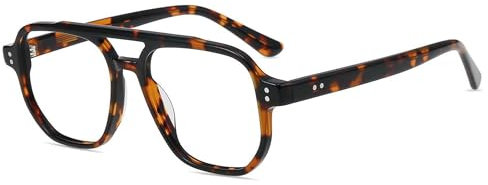 Firmoo Blaulichtfilter Brille Ohne Sehstärke Klassischer Pilotenbrille UV Schutzbrille Retro Computerbrille für Bildschirme Acetate Vollrandbrille Unisex