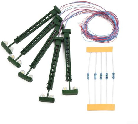 Gittermastleuchten für N-Spur-Eisenbahnmodelle, 5 Stück LEDs mit Serienwiderständen für sicheren Betrieb