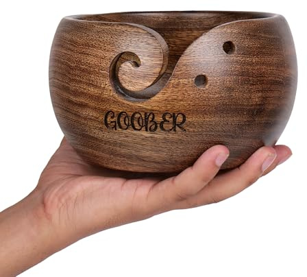 Personalized Rosewood Yarn Bowl – Wooden Knitting & Crochet Bowl for Tangle-Free Yarn | Handmade Storage, Holder & Dispenser | Antique Finish Gift for Knitters & Crocheters