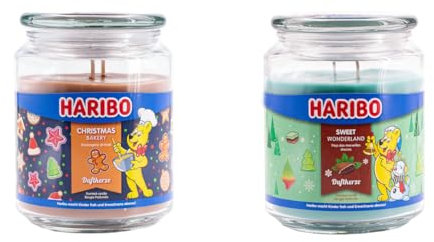 Haribo große Duftkerze im Glas | Christmas Bakery & Sweet Wonderland | Kerzenset für Zuhause | Duftkerze Weihnachten | Kerzen lange Brenndauer | Geschenke für Frauen
