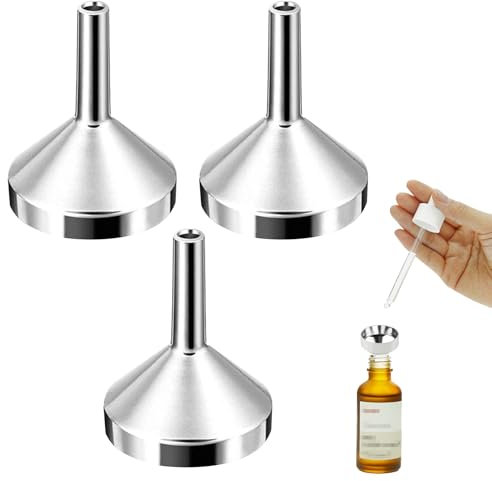 3-Stück Mini Trichter Set aus Edelstahl - 18mm Silber für Küche, Parfüm, Flaschen, Kosmetik, Liquid, Marmelade