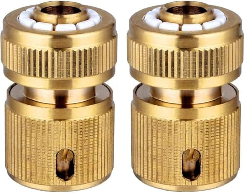 2 Stück 1,3 cm Messing-Schlauchverbinder, schneller Schlauchverbinder, Gartenschlauchverbinder und -armaturen für Gartenarbeit, Bewässerung zu Hause, Autowäsche.