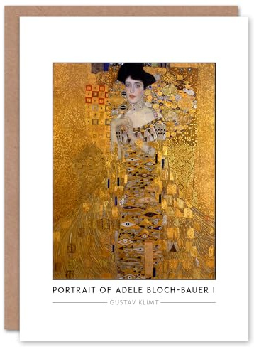 Artery8 Gustav Klimt Portrait Of Adele Bloch-Bauer I The Lady in Gold Greeting Card – Iconic Golden Art Note Card