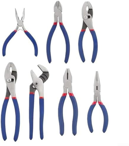 Comprehensive Set of 7 Pliers with Long Nose, Slip Joint, Linesman and Diagonal Features Great for Home Improvement