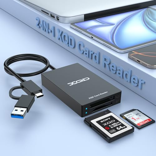 USB C XQD/SD Card Reader for iPhone 15/iPad,2 IN 1 Multi USB/Type C Dual-Slot Memory Card Reader,USB3.0 Reader for Sony G/M Series, Lexar 2933x/1400x USB Mark XQD,SD/SDHC for Apple/Windows/Mac/Android