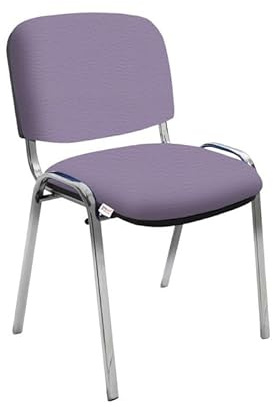 IDEALSEDIE - Sedia Scrivania Senza Rotelle con Telaio Cromato, Sedia Ufficio Senza Ruote Comoda, Impilabile, Sedie per Sala d'Attesa, Sala Riunioni, Conferenze (Finta Pelle, Lilla)