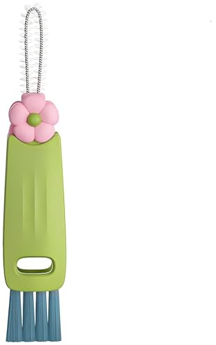 3-in-1 Cup Lid Cleaning Brush, Multifunctional Water Bottle Cover Crevice Cleaning Brushes, Crevices Cleansing Brush Tools, Portable Cleansing Tools for Home Kitchen, Green