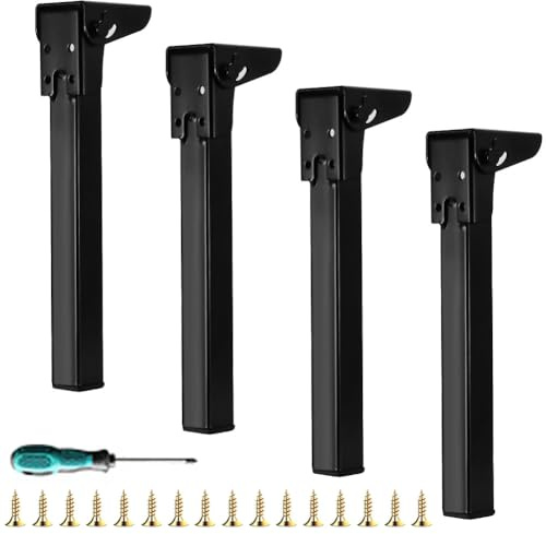 FARYODI Lot de 4 pieds de table pliants, 60 cm, en métal, avec protection de sol, pieds d'armoire, pour lit, pieds de table, meubles, canapés