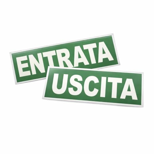 PinoLab Cartelli Entrata Uscita Adesivi Set 2 Pezzi 30x10 cm – Segnaletica Porta per Negozi Uffici Aziende Magazzini, Cartello Ingresso Alta Visibilità