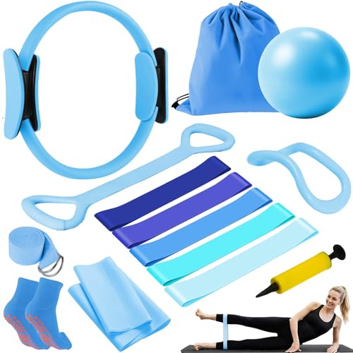 YOOULIT Pilates Set: 13 Stück Pilates Ring Kit mit Pilates Ball, Fitnessbänder, Yoga-Gurt, Socken für Frauen - Pilates Set für Zuhause, Sport Equipment für Kraft, Flexibilität und Figurformung