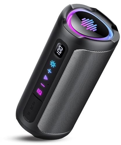 Cassa Bluetooth 5.4 Potente 20W, Doppio Driver Basso, 20H Autonomia, Casse Bluetooth Portatile con 2 EQ Modalità+Display Digitale, 7 RGB, TF, Accoppiamento TWS, Altoparlante Bluetooth da Esterno Feste