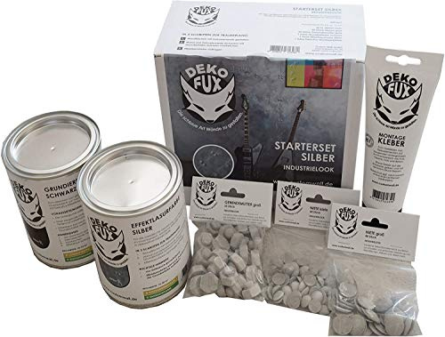 DekoFux Starterset 3D Wandgestaltung, Beton, Silber, 6 Teile