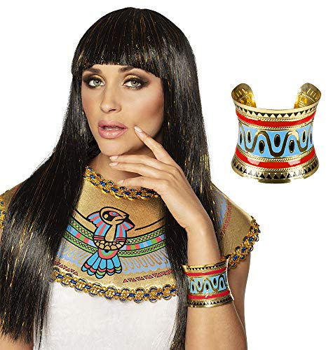 Boland 64519 - Armband Ägypten, 1 Stück, Einheitsgröße, Gold, ägyptische Zeichnungen, Nil, Modeschmuck, Armkette, Accessoire, Kostüm, Verkleidung, Outfit, Karneval, Mottoparty