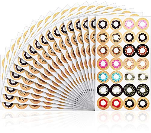 Leinuosen 1000-Piece Hole Reinforcement Stickers - Assorted Donut Designs, 0.25 Inch Binder Hole Reinforcements for School, Office, Home