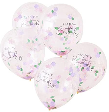Ginger Ray Confezione da 5 palloncini decorativi per feste di compleanno con coriandoli floreali
