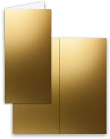 FarbenFroh by GUSTAV NEUSER 50x Falt-Karten DIN Lang - Gold (Metallic) - 10,5 x 21 cm - Blanko - Doppel-Karten - Klapp-Karten - 250 g/m²