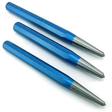 Körner 8-kant Chrom-Vanadium-Stahl CV 1 Ankörner vergüteter Schlagkopf DIN 7250 Konische Dornform 120x10 mm 120x12mm 150x12mm (Set aus 120x10mm, 120x12mm, 15x12mm)