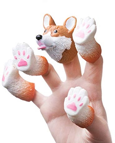CreepyParty Dog Finger Hand Puppet Handi Dog Corgi Puppet Finger Doll Props Cute Funny Animal Finger Toys for Kids