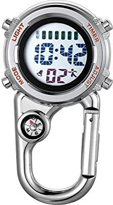 Avaner Taschenuhr mit Karabiner Kompaß Unisex FOB Analog Quarzwerk Krankenschwesteruhr für Klettern Sport
