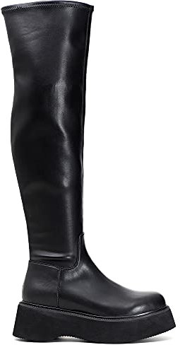 Stivali sopra Il Ginocchio in Similpelle Stretch Nero 40