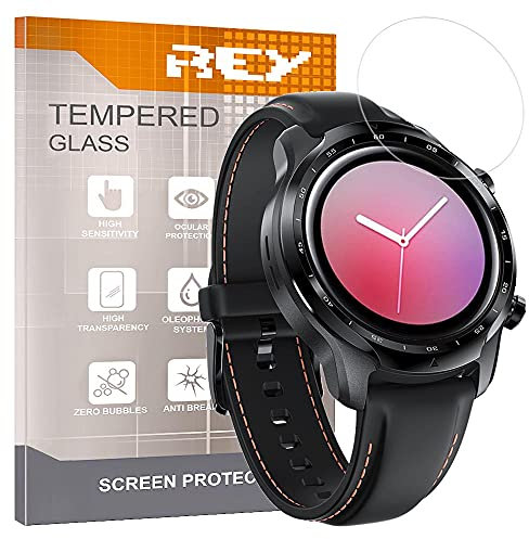 REY Pack 3X Bildschirmschutz aus gehärtetem Glas für MOBVOI TICWATCH PRO 3 GPS - PRO 3 Ultra, Schutzfolie, Displayschutzfolie 9H+ Härte, Anti-Kratzen-Öl-Bläschen
