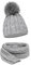 ELIMELI® Mütze Schal Damen Winter Kombi Set - warme Strickmütze Wintermütze mit Bommel und EIN passender XL Schal - Slouch Strick Beanie Bommelmütze Made in EU 15568 (Grau)