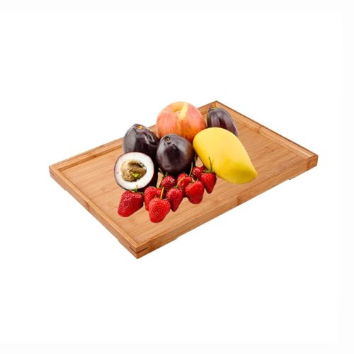 Vassoio di Bambù, Vassoio da Portata quadrato in Legno, Vassoio da Portata quadrato con Manici, Verde, Ecologico e Sicuro, Utilizzato per Snack, Pane, Frutta, Caffè, Latte, Ecc(Marrone)