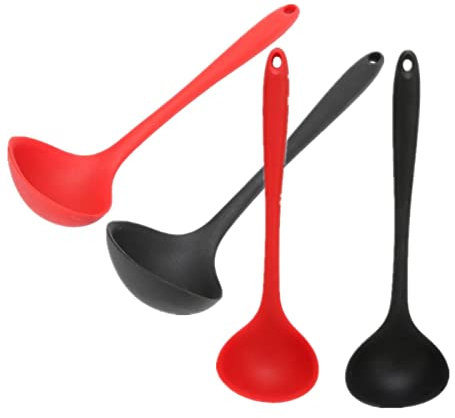 Cuchara Sopera De Silicona, Cuchara Sopera De Silicona Juego De 4 Cucharas Redondas Antiadherentes Resistentes Al Calor Cuchara Sopera De Mango Largo Para Sopas Salsas Rebozar