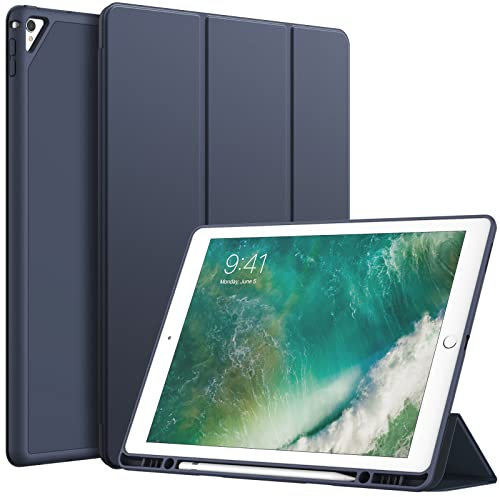 JETech Case for iPad Pro 12.9 Inch (2015/2017 Model, 1st/2nd Generation) with Pencil Holder, Slim Tablet Cover with Soft TPU Back, Auto Wake/Sleep (Navy)
