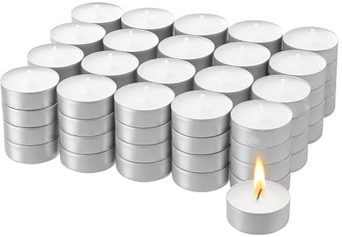 4 Hour Tea Light Candles 100 Pack Long-Burning Unscented Tealights for Home, Festivals, Weddings & Parties Celebrations, 4hr Tea Lights Candle Sets - ANGIX