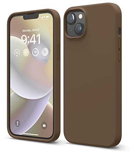 elago Silikon Hülle für iPhone 14 Plus | Premium Silikon, Ganzkörperschutz - 4 Schichten stoßfeste Handyhülle, kratzfestes weiches Mikrofaserfutte (Braun)