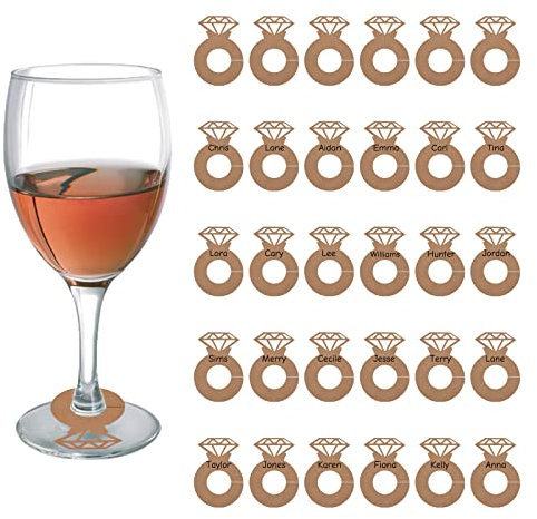 URROMA Lot de 50 Breloques en Papier Kraft pour Verres à vin de Mariage - Accessoires personnalisés pour Verres à vin