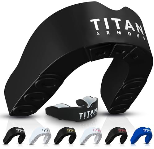 Titan Armour® Zahnschutz mit zweilagiger Technologie, passgenauer Mundschutz für Erwachsene und Kinder, inklusive Tasche, Boil & Bite Mundschutz für Boxen, MMA, Hockey und alle Kontaktsportarten