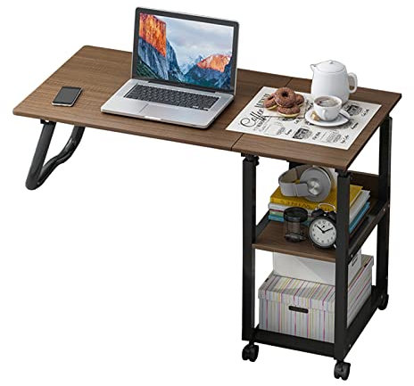 Maxant Overbed Table with Wheels & Liftable Top, Modern Nightstand, 70~88cm Adjustable Height, 60cm Extended Desktop, for Bedroom, Office, Workstation