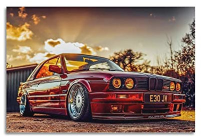 HALOUB Sportauto-Poster für BMW E30 M3 Rennwagen, dekoratives Gemälde, Leinwand, Wand- und Kunstbild, Dekoration für Familienzimmer, 30 x 45 cm