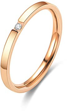 YAHOYA Mode Rosé-Gold Edelstahl 2mm dünner Ring mit glänzenden Kristallringen Bague für Frauen Schmuck nie verblassen