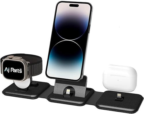 WIKIPARTS 30W Magnetic Wireless Black Charger Pad Stand Compatible with i phone XS Max, i phone XR, i phone 8, i phone 8 Plus 3 in 1 Fast Charging Dock Station