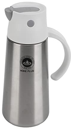 PRTECY Pot de Récipient D'huile en Acier Inoxydable de 750ML Pot de Distributeur D'huile Anti-retournement Bouteille D'huile Opaque et Antioxydante pour la Cuisine(Blanc)