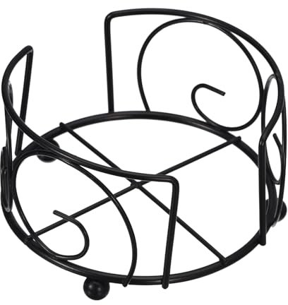 sourcing map Coaster Holder, 1pcs 4.25 - Iron Metal Coaster Storage Rack for Round Coasters, Holds 6 Coasters (Black)