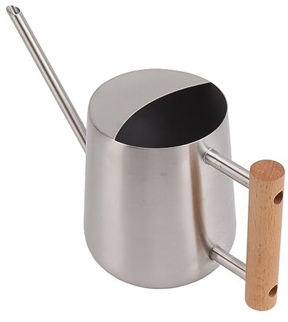 Arrosoir, 900 Ml En Acier Inoxydable à Long Bec Avec Poignée En Bois élégant Pot D'arrosage De Fleurs Pour Jardin Familial Extérieur, Arrosoir Pour Plantes D'intérieur(Couleur inox)