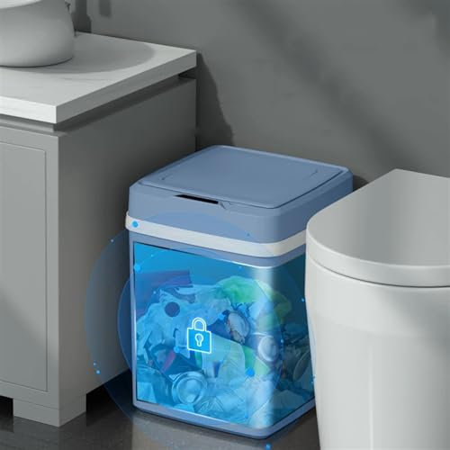RePaLY Smart Sensor Trash Can Household Automatic Electronic Trash Can Kitchen Bathroom Toilet Trash Bin Waterproof Seam Sensor Bin (Color : Blue)