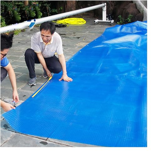 JYHHCYS Rectangle Inground Solar Pool Cover 6 8 10 12 14 16 18 20ft, Blue 16 Mil Thick Bubble Heat Retaining Blanket Pool Safety Guard, Cuttable Heat Insulation Film (Size : 600x850cm(19.7ftx27.9ft))