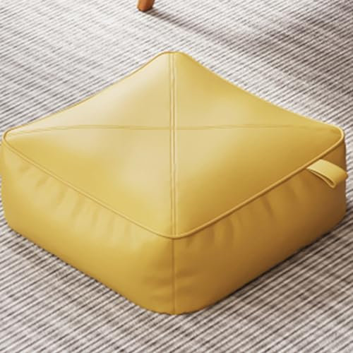 ALMASI Pouf-Sitzkissen, PU-Leder, Fußhocker, Ottomane, Bodenkissen, Komfort, rundes Stuhlkissen, Tatami-Sitzkissen für Wohnzimmer, Balkon, Büro, Dekoration 45 * 45 * 20cm Yellow