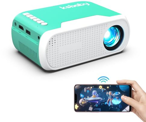 ksbaby Mini Projector WiFi Home Theater Portable Projector, Phones Can Be Connected to The Movie Projector Via WiFi or Via Data Cable, Compatible With Smartphone/Tablet/Laptop/TV Stick/USB Drive