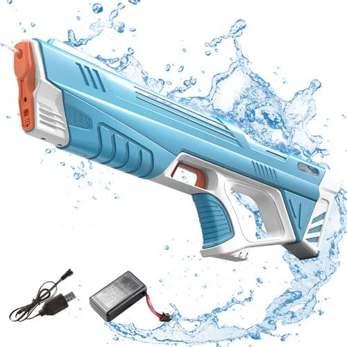 IWTBNOA Pistolet a Eau Electrique Automatique pour Enfants Adultes avec Fonction d'Aspiration, Pistolet Pulvérisateur d'eau Grande Capacité, Longue Portée de 8-10 Meter, pour Piscine, Plage
